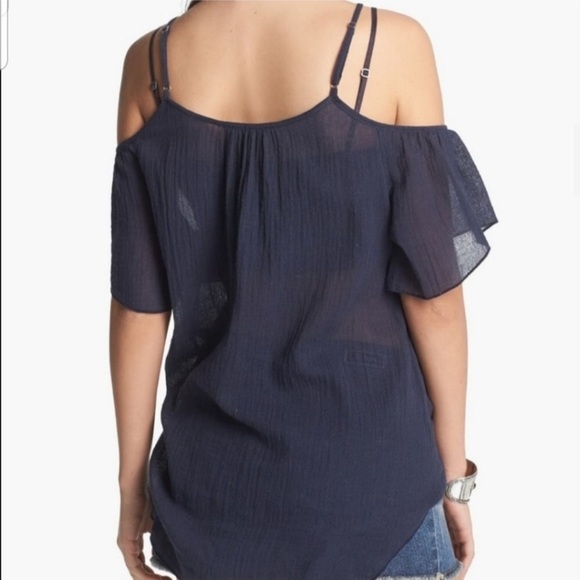 NORDSTROM Rubbish Blue Crochet Cold Shoulder Top - Picture 8 of 8